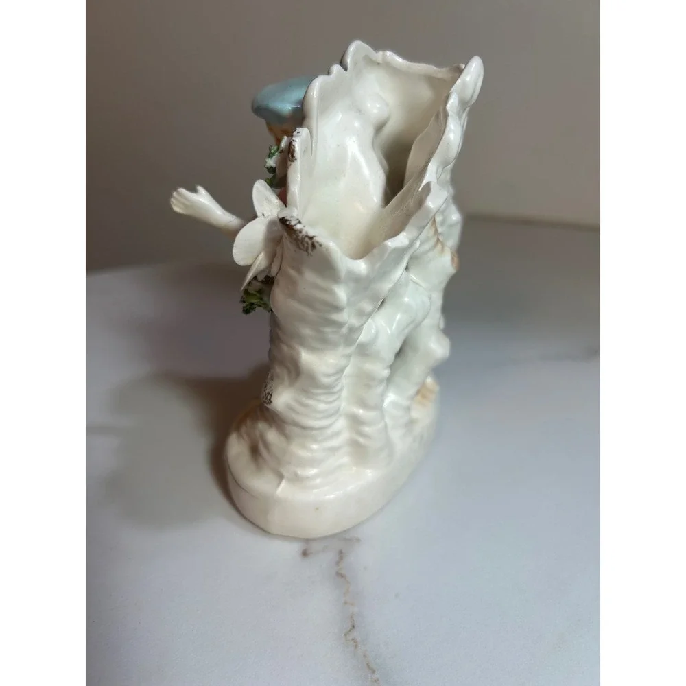 Vintage Utagawa Japan Porcelain Spill Vase Colonial Boy Figurine Gold Gilt 5.5